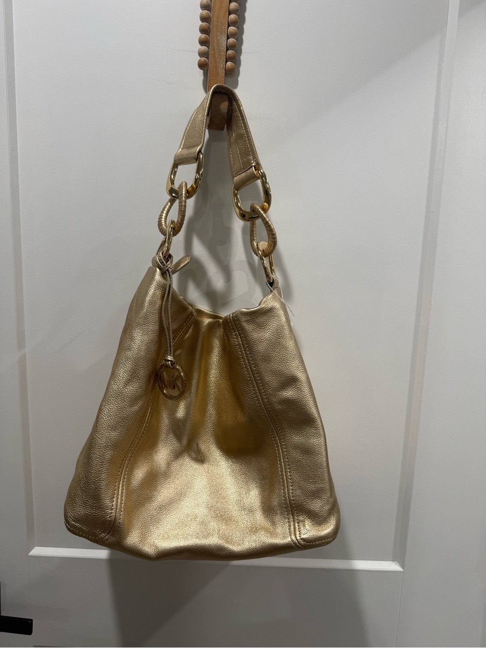 MK Michael Kors Gold Hobo Shoulder Bag with Chain Strap